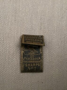 Antique R. J. Robert’s “Parabola” needle case 1889 “Sharps” needles.
